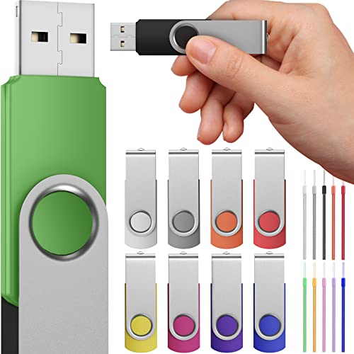 Flash Drive 16GB – Bulk USB 2.0 USB Stick Pack of 10 Memory Sticks Multi-Coloured 16 GB Thumb Drives Pendrive Swivel Pen Drive Data Storage Jump Drives with Lanyards