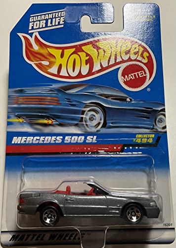 HOT WHEELS GRAY MERCEDES 500SL #494 5 SPOKE SQUARE COOLEST TO COLLECT CARD