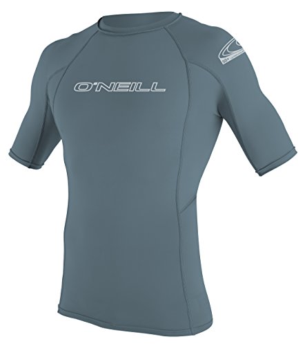 O’Neill Wetsuits Men’s Basic Skins UPF 50+ Short Sleeve Rash Guard, Dusty Blue, Large