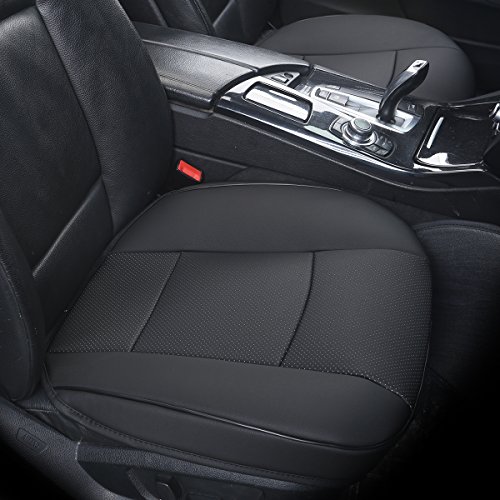 EDEALYN Ultra-Luxury PU Leather Car Seat Protection Car Seat Cover for Most Four-Door Sedan & SUV,Single Seat Without Backrest 1PCS (W 20.5”× L21”×Thick 0.2”) (3D – Black)