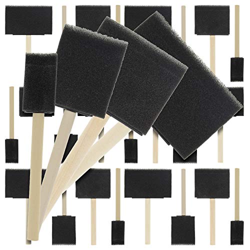 U.S. Art Supply Variety Pack Foam Sponge Wood Handle Paint Brush Set (Value Pack of 20 Brushes) – Lightweight, Durable and Great for Acrylics, Stains, Varnishes, Crafts, Art
