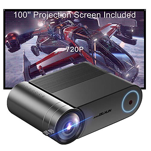 Shenboxun Mini LED LCD Projector Full Color Max 130” Mini Portable 1080P Home Cinema Theater Multimedia Projector Support HD PC USB HDMI AV VGA for Video Movie Child Games Entertainment