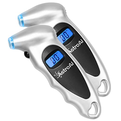 AstroAI 2 Pack Digital Tire Pressure Gauge 150 PSI 4 Settings for Car Truck Bicycle with Backlit LCD and Non-Slip Grip Car Accessories