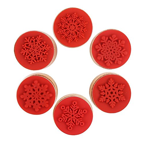 DECORA 6 Pieces Snowflake Floral Wooden Rubber Stamps for Card Making Scrapbooking and Crafts