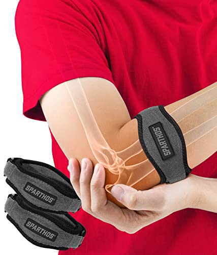 Sparthos Tennis Elbow Brace (Pack of 2) – For Tendonitis, Forearm Pain, Golf Elbow Support – Arm Strap Band with Gel Compression Pad – for Men and Women
