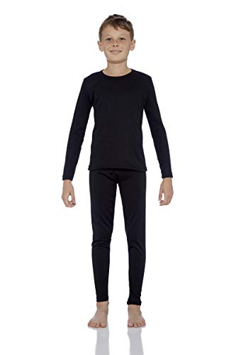 Rocky Thermal Underwear for Boys (Thermal Long Johns Set) Shirt & Pants, Base Layer w/Leggings/Bottoms Ski/Extreme Cold (Black – Large)
