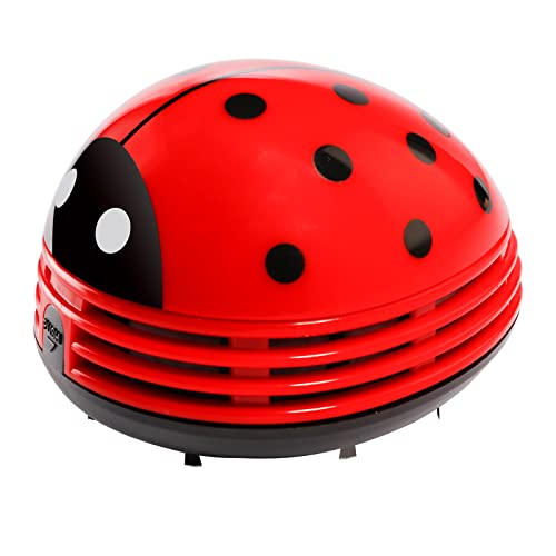 discoGoods Red Beetle Shaped Portable Corner Desk Table Top Vacuum Cleaner Mini Cute Vacuum Cleaner Dust Sweeper (Red-Beetle)
