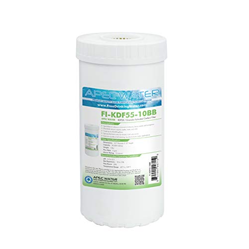 APEC Water Systems FI-KDF55-10BB US Made Chlorine, Heavy Metal Reduction Replacement Water Filter, 4.5″x10″, White