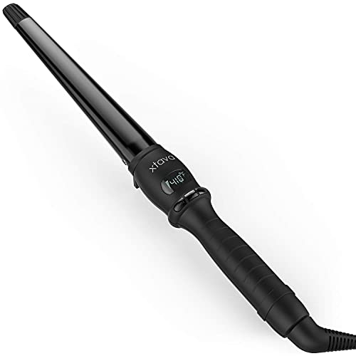 Xtava It Curl Curling Wand – 0.75 to 1.25 Inch Professional Dual Voltage Hair Curling Iron with Ceramic Barrel, Cool Tip, Auto Shut Off – for Long or Short Curls with Glove and Travel Case
