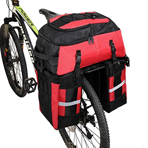 PELLOR Bike Bag Rear Bicycle Pannier Bags 70L Large Capacity Detachable Bicycle Rear Seat Commuter Bag Luggage Carrier Waterproof Saddle Bags with Rain Cover