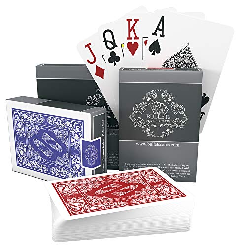 Bullets Playing Cards – Two Decks of Poker Cards – Waterproof Plastic – Easy to Read & Great Feel – Jumbo Index & Two Pips – Professional Playing Cards for Texas Holdem Poker