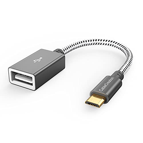 CableCreation USB to Micro USB Adapter 0.15m, USB 2.0 Micro USB Male to USB A Female for USB Micro-B Devices S7, Flash Drive, Mouse, Keyboard, Game Controller, Aluminum Space Gray