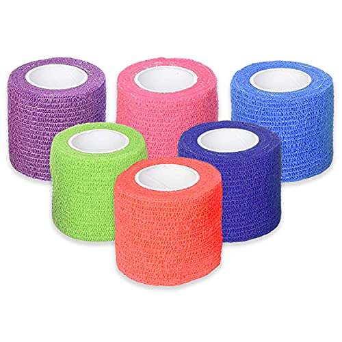 Ever Ready First Aid Self Adherent Cohesive Bandages 2″ x 5 Yards – 6 Count, Rainbow Colors