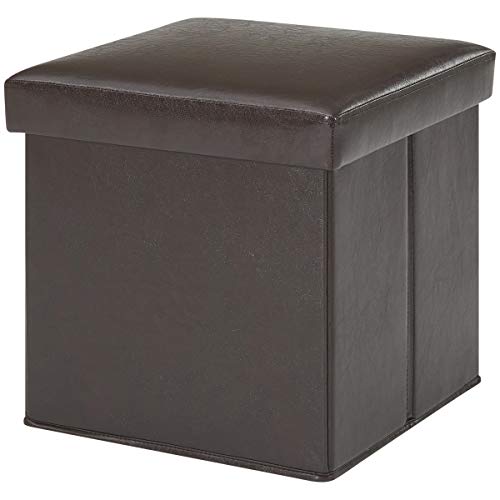 Mainstays Collapsible Faux Leather Storage Ottoman, Dark Brown