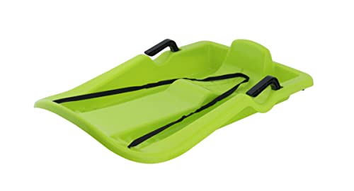 Superio Downhill Snow Sled with Brake Handles for Kids and Adults, 35″ Long Sled with Poly Rope, Light Green