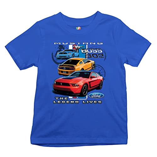 Ford Mustang The Legend Lives Kid’s T-Shirt Muscle Performance Boys Girls Tee Royal Blue Medium