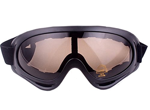 Minalo UV Protection Outdoor Sports Ski Glasses CS Army Tactical Military Goggles Windproof Snowmobile Bicycle Motorcycle Protective Glasses Ski Goggles(Light-Brown)