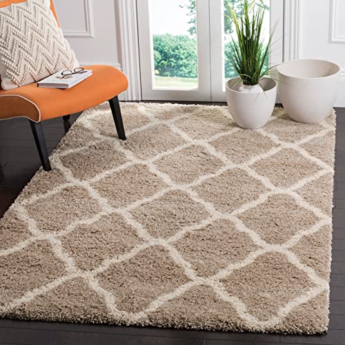 SAFAVIEH Hudson Shag Collection 8′ x 10′ Beige/Ivory SGH283S Moroccan Trellis Non-Shedding Living Room Bedroom Dining Room Entryway Plush 2-inch Thick Area Rug