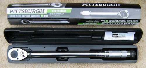 NEW PITTSBURGH PRO 1/2″ DRIVE CLICK TYPE TORQUE WRENCH WITH HARD CASE