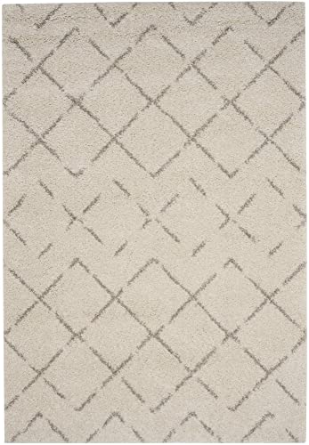 SAFAVIEH Arizona Shag Collection 5’1″ x 7’6″ Ivory/Beige ASG743A Moroccan Diamond Non-Shedding Living Room Bedroom Dining Room Entryway Plush 1.6-inch Thick Area Rug