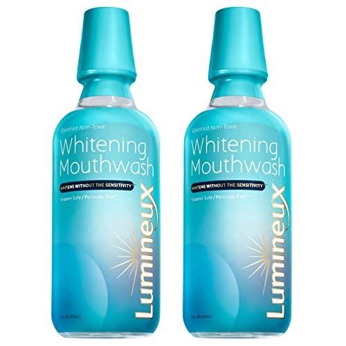Lumineux Teeth Whitening Mouthwash, 16 Oz, 2 Pack – Enamel Safe – Whitening Without Sensitivity – Certified Non-Toxic – Whiter Teeth in 7 Days or Less – NO Alcohol, Fluoride Free & SLS Free