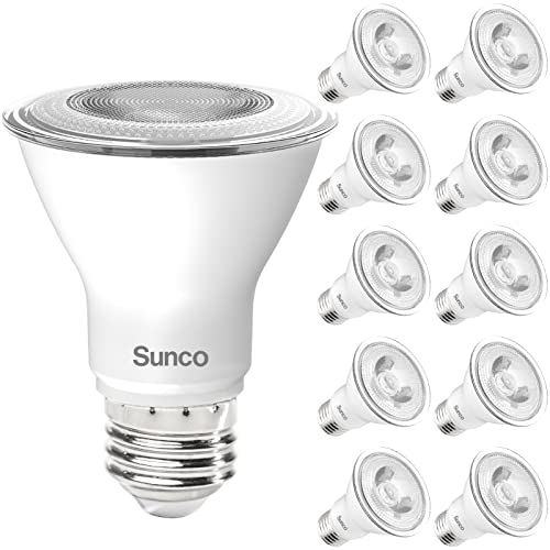 Sunco 10 Pack PAR20 LED Bulbs 50W Equivalent 7W, Dimmable 2700K Soft White, 470 LM, E26 Medium Base, IP65 Waterproof, Indoor Outdoor Flood Light – UL