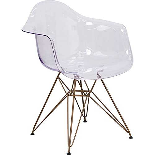 Flash Furniture 2 Pack Allure Series Transparent Side Chair with Gold Base