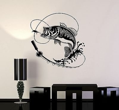 V-studios Vinyl Decal Fish Fishing Rod Hobbies Man Wall Stickers Mural VS597