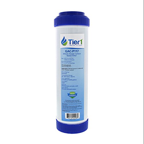 Tier1 5 Micron 10 Inch x 2.5 Inch | Whole House Granular Activate Carbon Water Filter Replacement Cartridge | Compatible with 3M Aqua-Pure AP117, Whirlpool WHKF-GAC, Home Water Filter