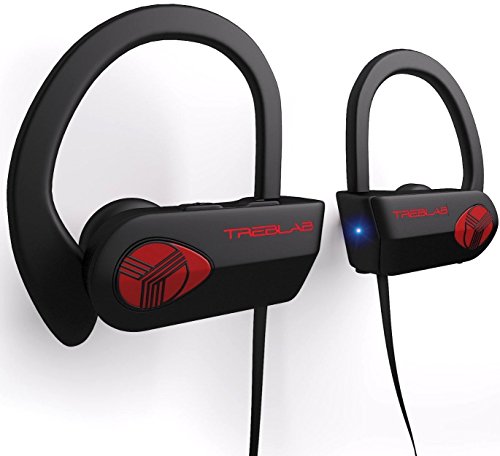 TREBLAB XR500 – Ultimate Cordless Bluetooth Running Headphones. Best Sport Wireless Earbuds for Gym. Noise Canceling Secure-Fit IPX7 Wireless Waterproof Headphones. Workout Earphones with Mic