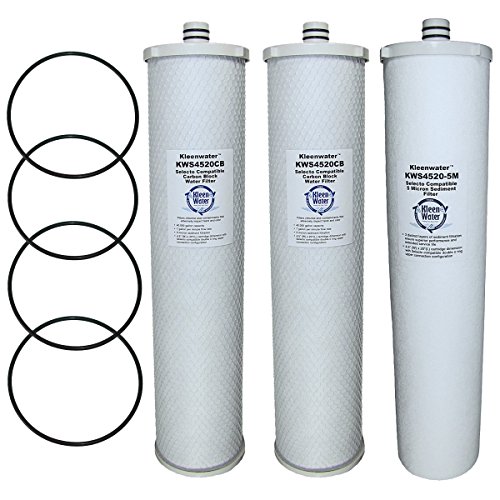 KleenWater Filters Compatible with Everpure CB20-302-CB20-302E systems and Everpure EV9105-02 CC1E/CC3E Cartridges, Set of 3