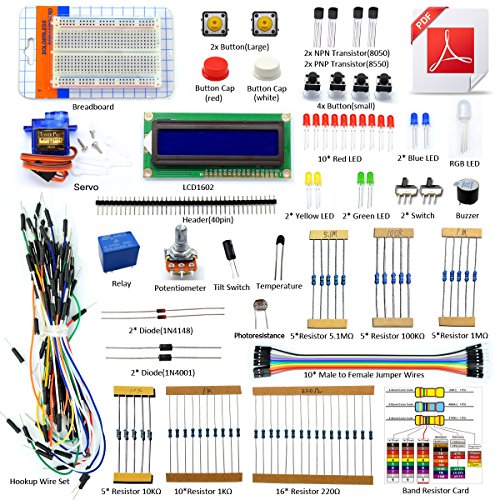 Adeept Project 1602 LCD Starter Kit Compatible with Arduino UNO R3 Mega2560 Nano Servo Relay LCD1602 Beginner/Starter Kit for Arduino with PDF Guidebook/User Manual