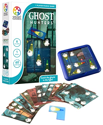 SmartGames Ghost Hunters Travel Game for Kids and Adults, a Spooky, STEM Focused Cognitive Skill-Building Brain Game – Brain Teaser for Ages 6 & Up, 60 Challenges