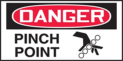 Accuform”Danger Pinch Point” Adhesive Vinyl Safety Label, Pack of 10, 1.5″ x 3″, Red/Black on White, LEQM009VSP