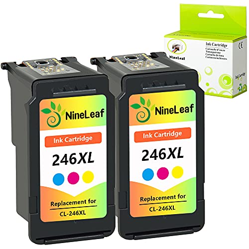 NineLeaf Remanufactured Ink Cartridges High Yield Compatible for Canon CL246XL CL-246XL 246 XL PIXMA MX492 MG2920 MG2520 IP2820 MG2420 MG2922 MG2924 Show Accurate Ink Level (Tri-Color, 2 Pack)