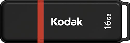 Kodak EKMMD16GK102 – USB Drive- 2.0 – 16 GB, 16 Go – Classic Serie – K100 Model – Black mat casing with a Transparent red Neck + a Cap