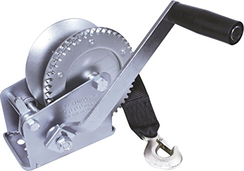 SeaSense Zinc Plated Trailer Winch with 20′ Strap, 1000 lb