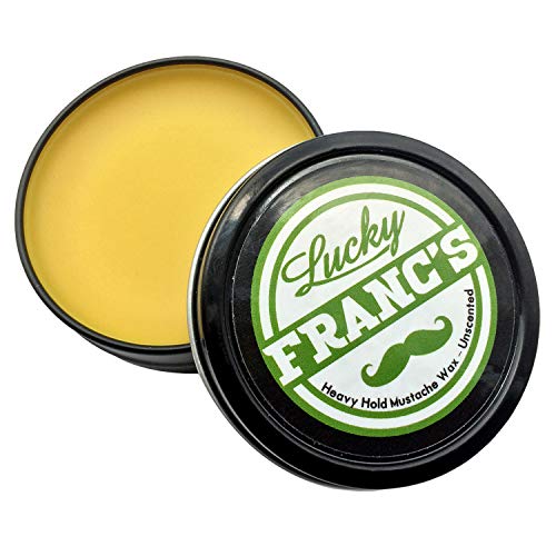 Lucky Franc’s Unscented Mustache Wax – Classic Strong Hold Mustache Wax for Men – All Natural and Scent Free Formula with Beeswax and Coconut Oil – USA Made Mustache Styling Wax – 2 Ounces
