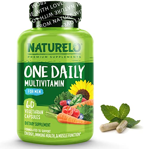 NATURELO One Daily Multivitamin for Men – with Vitamins & Minerals + Organic Whole Foods – Supplement to Boost Energy, General Health – Non-GMO – 60 Capsules – 2 Month Supply