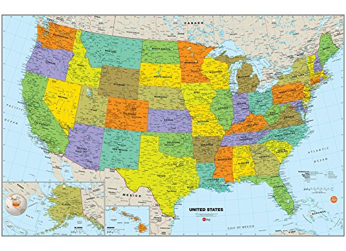 Wall Pops WallPops WPE1897 USA Dry Erase Map Decal, Multicolor