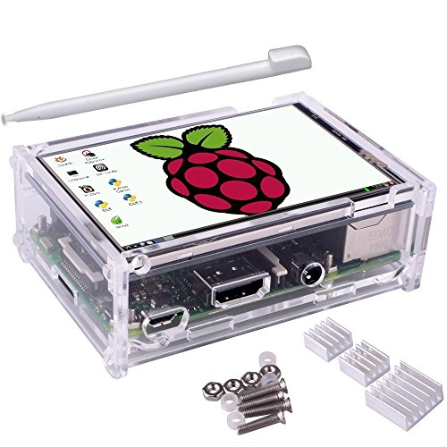 TFT Touch Screen, Kuman 3.5 inch 320×480 Resolution TFT LCD Display with Protective Case + 3 x Heat Sinks+ Touch Pen for Raspberry Pi 3 Model B, Pi 2 Model B & Pi Model B (TFT Touch Screen) …
