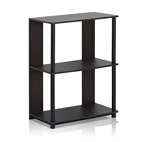 Furinno JAYA Simple Design 3-Tier Bookcase / Bookshelf / Display Rack, Plastic Tubes, Walnut
