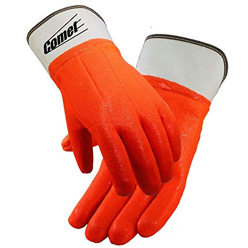 Galeton Comet Insulated PVC Coated Gloves Safety Cuff Orange 12 Pack