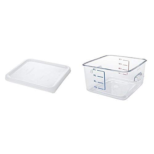 Rubbermaid Commercial Carb-X Space Saving Food Service Container, 4 Quart Clear WITH White Lid (FG630400CLR and FG650900WHT)