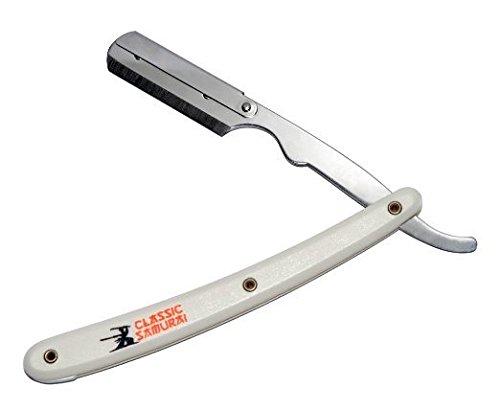 Classic Samurai Stainless Steel Professional Barber Straight Edge Razor (WHITE)