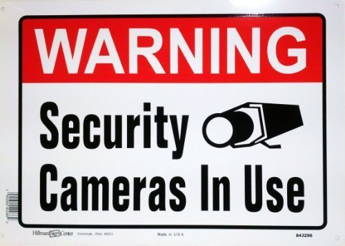 Hillman 843296 Security Cameras in Use Sign, 10 in. x 14 in. (2 Pack)