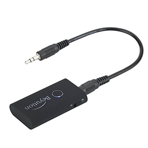 Beyution 2-in-1 Portable Wireless Bluetooth Transmitter and Receiver with 3.5mm Audio Cable/RCA Cables Connected to TV & Paired with 2 Bluetooth Headphones At Once in TX Mode,Enjoy Stereo Music & Hand