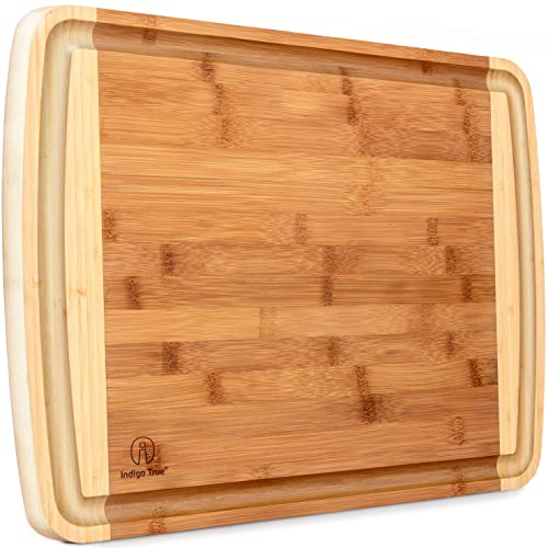 Bamboo Cutting Board – Chopping Board, Wood Cutting Board with Juice Groove, Charcuterie Board, Serving Platter Cheese Board, Bread Board, Turkey Meat Cutting Board, Wooden Cutting Boards for Kitchen