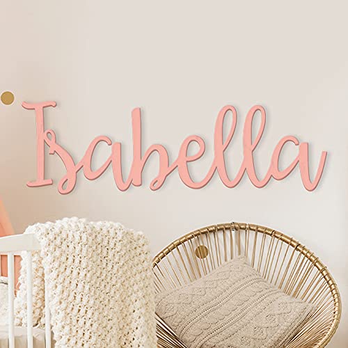 Personalized Custom Wooden Name Sign – EMMA Font Baby Name Sign For Nursery and Wall Decor (12″-55″ Wide) – PAINTED Wood Letter Nursery Decor – Wall Art For Girl or Boy Room By 48 Hour Monogram