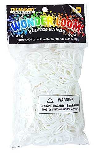 The Beadery White Wonderloom Bands, 600 RubberBand & 24 Clip